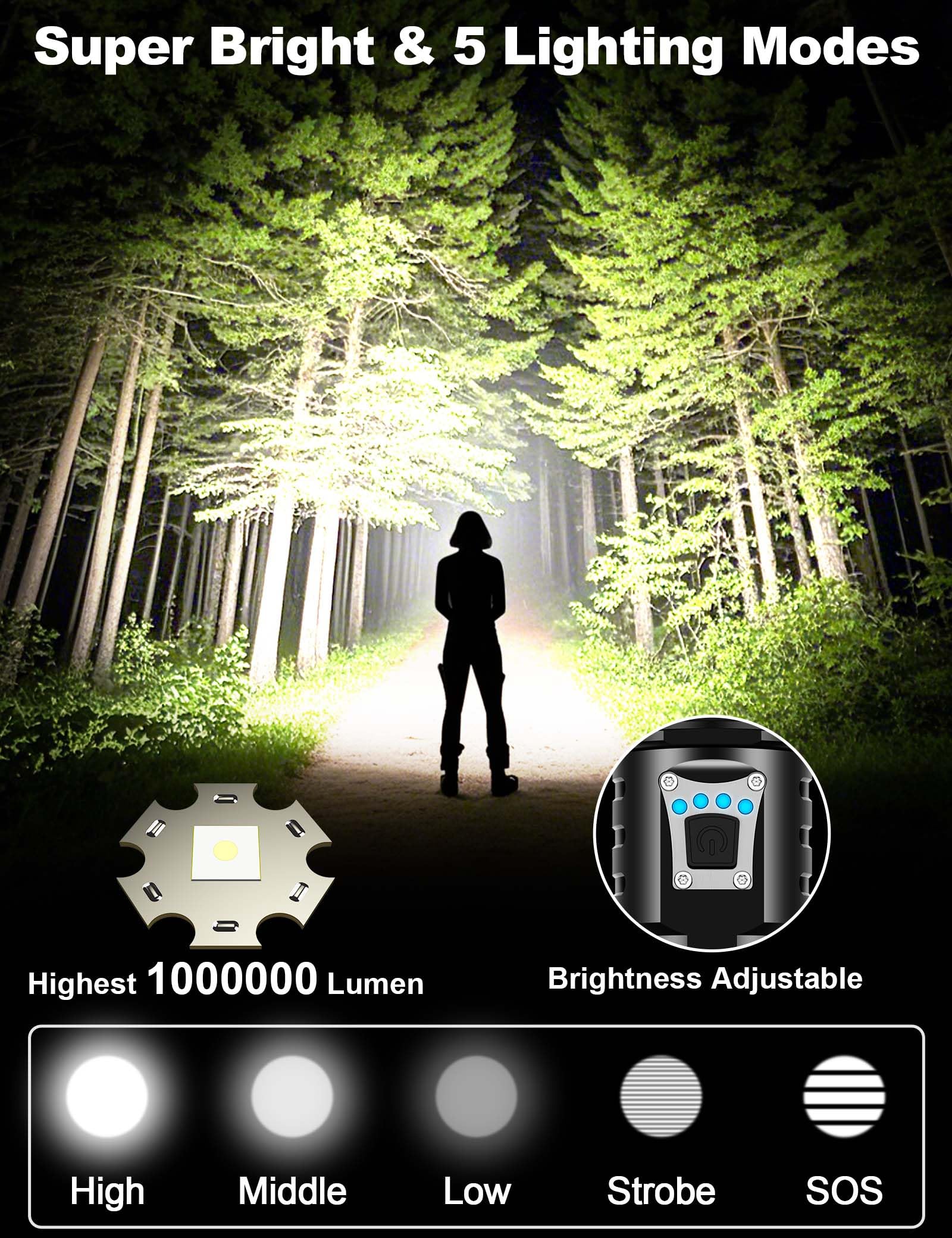 1000000 Lumens Rechargeable Flashlight