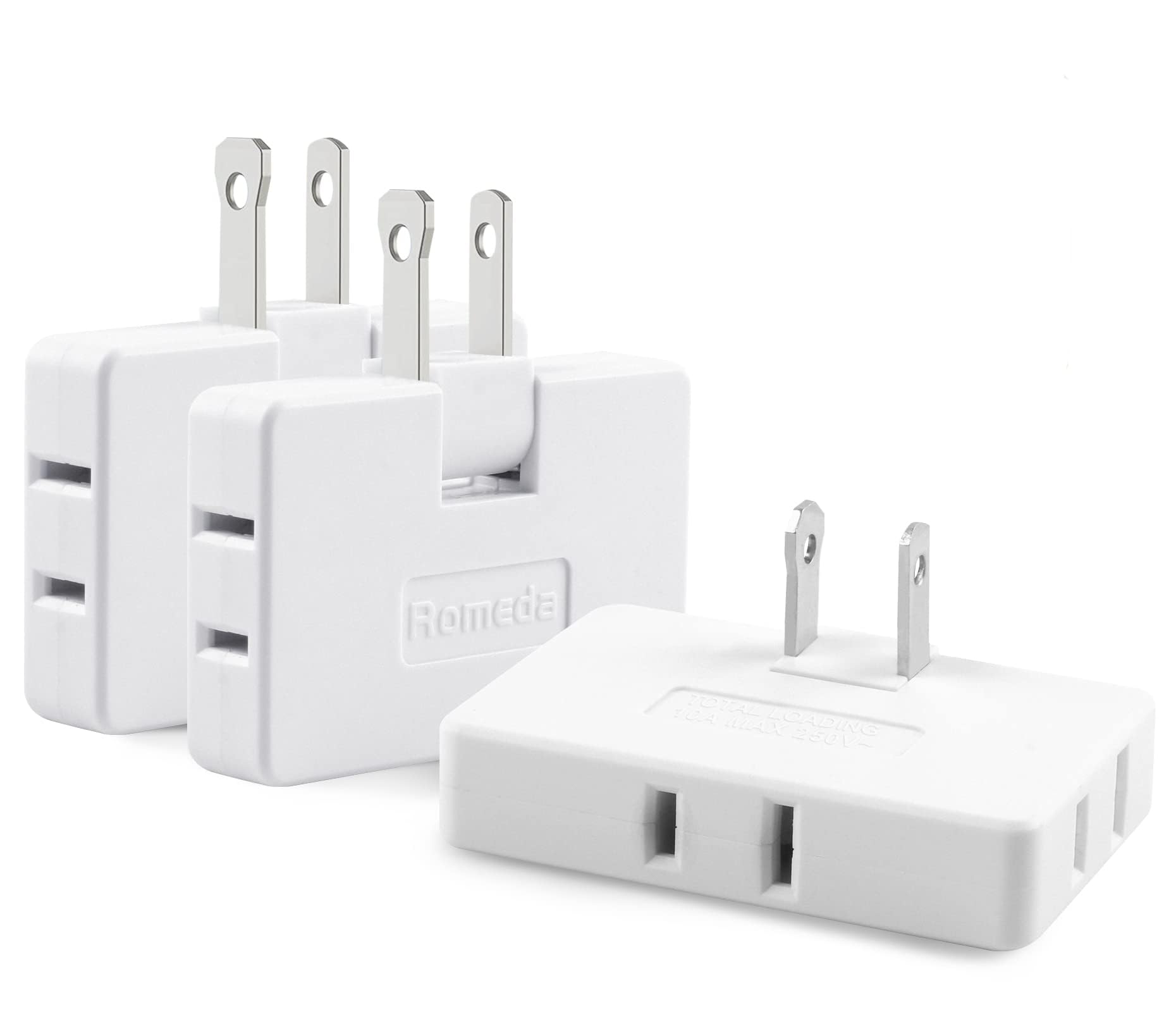 Foldable 3-Way Flat Wall Plug Adapter