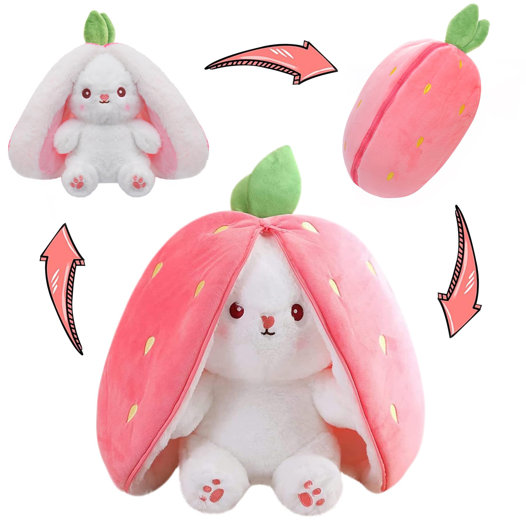Reversible Strawberry & Carrot Bunny Plush