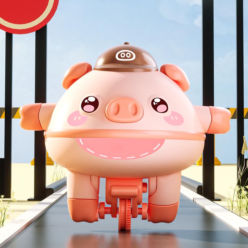 Novelty Tightrope Walking Pig Unicycle Toy