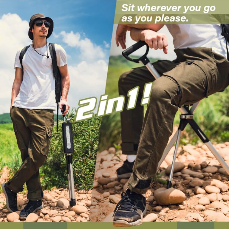 Portable Walking Stick with Foldable Seat