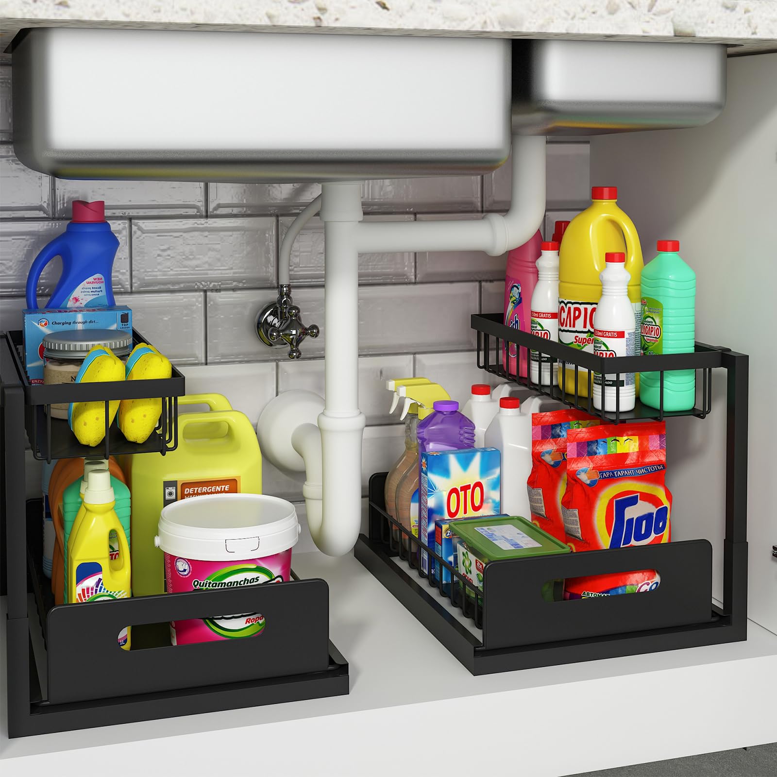 Under Sink Organizer, Pull-Out Cabinet Shelves