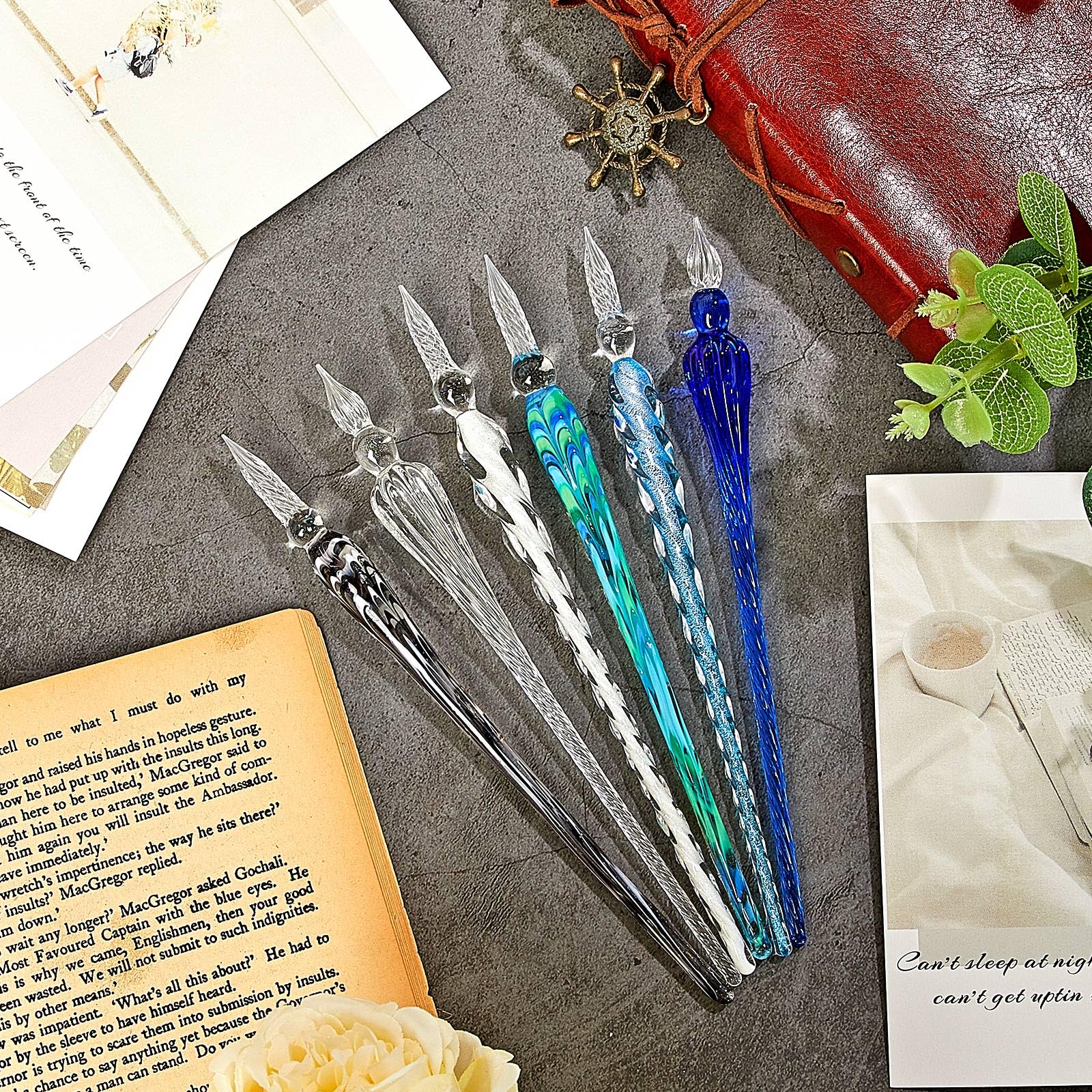 Crystal Glass Dip Pen Set