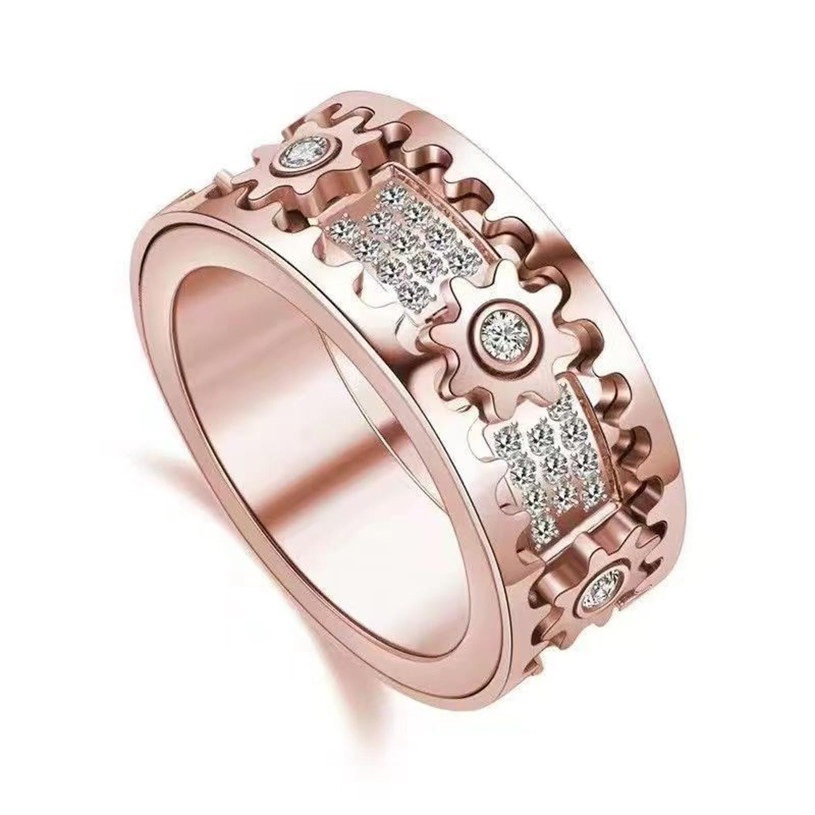 Handmade Spinning Gear Diamond Ring