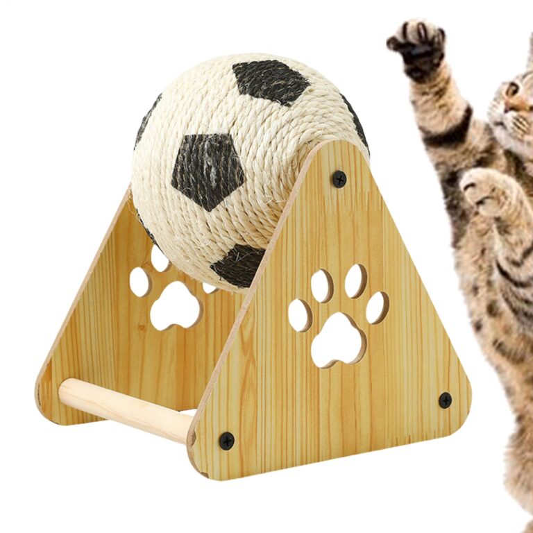 Interactive Cat Scratch Ball with Wooden Base