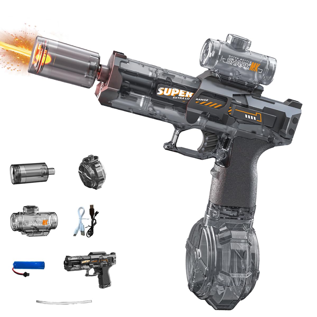 LED Electric Water Gun with Lights & Rifling Spray