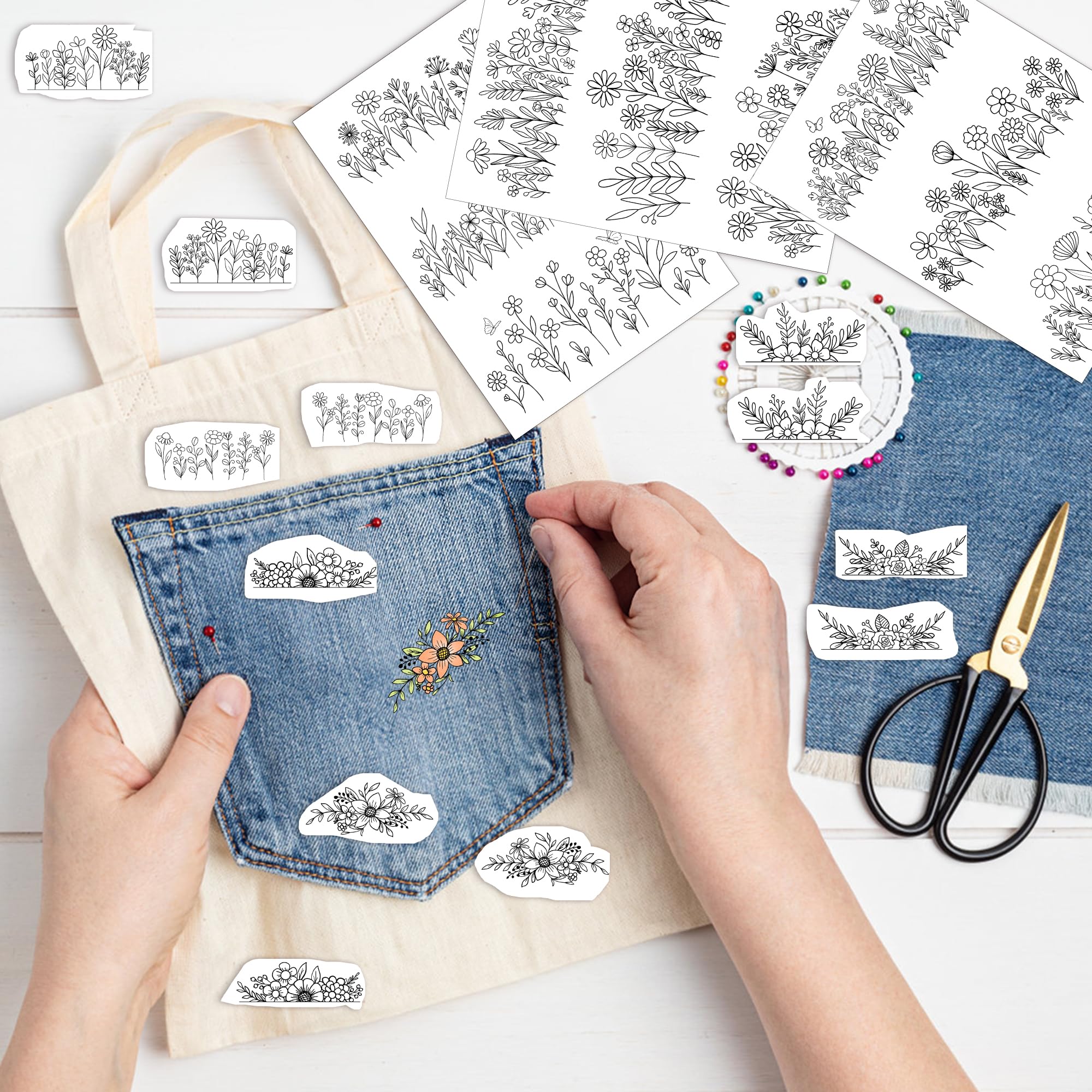 Water-Soluble Embroidery Pattern Stickers