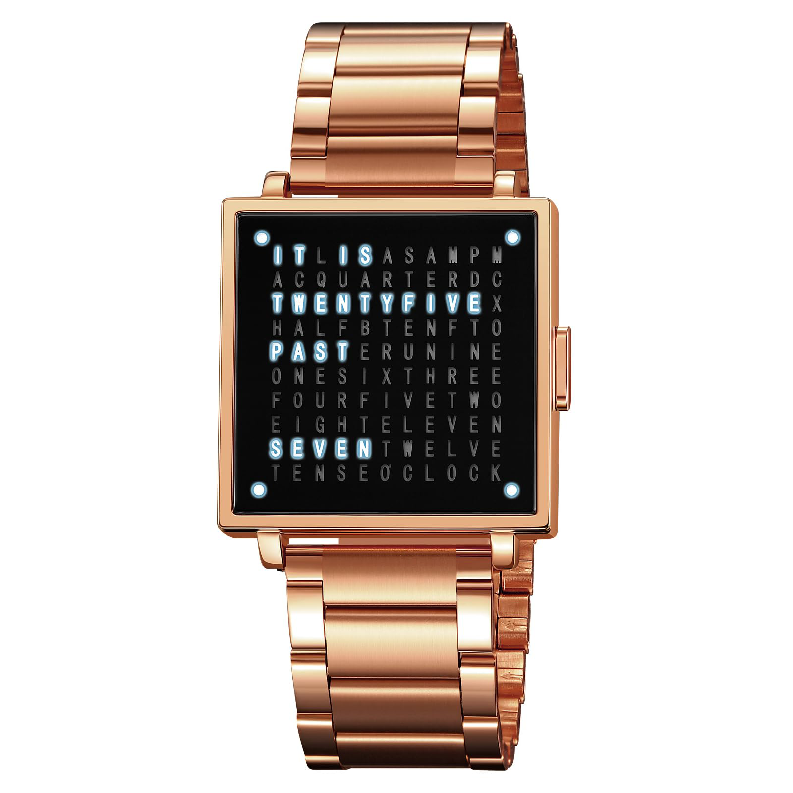 Men's Text Dial Watch, Unique Square Face Business Style