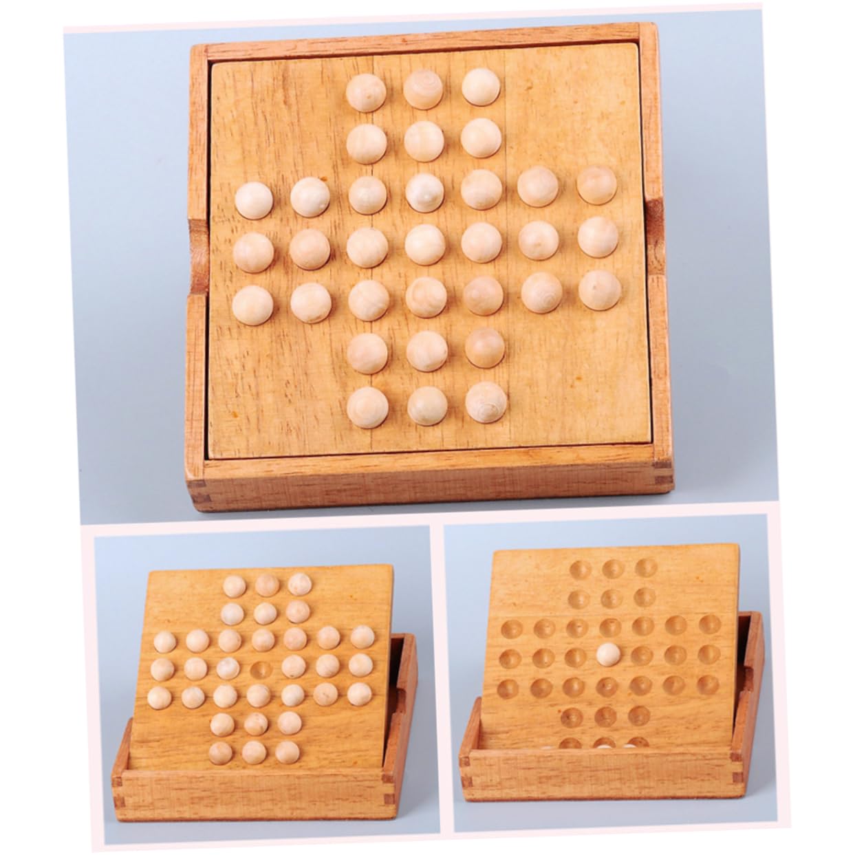Wooden Peg Chess Logic Puzzle – Solo Brain Teaser Game for All Ages