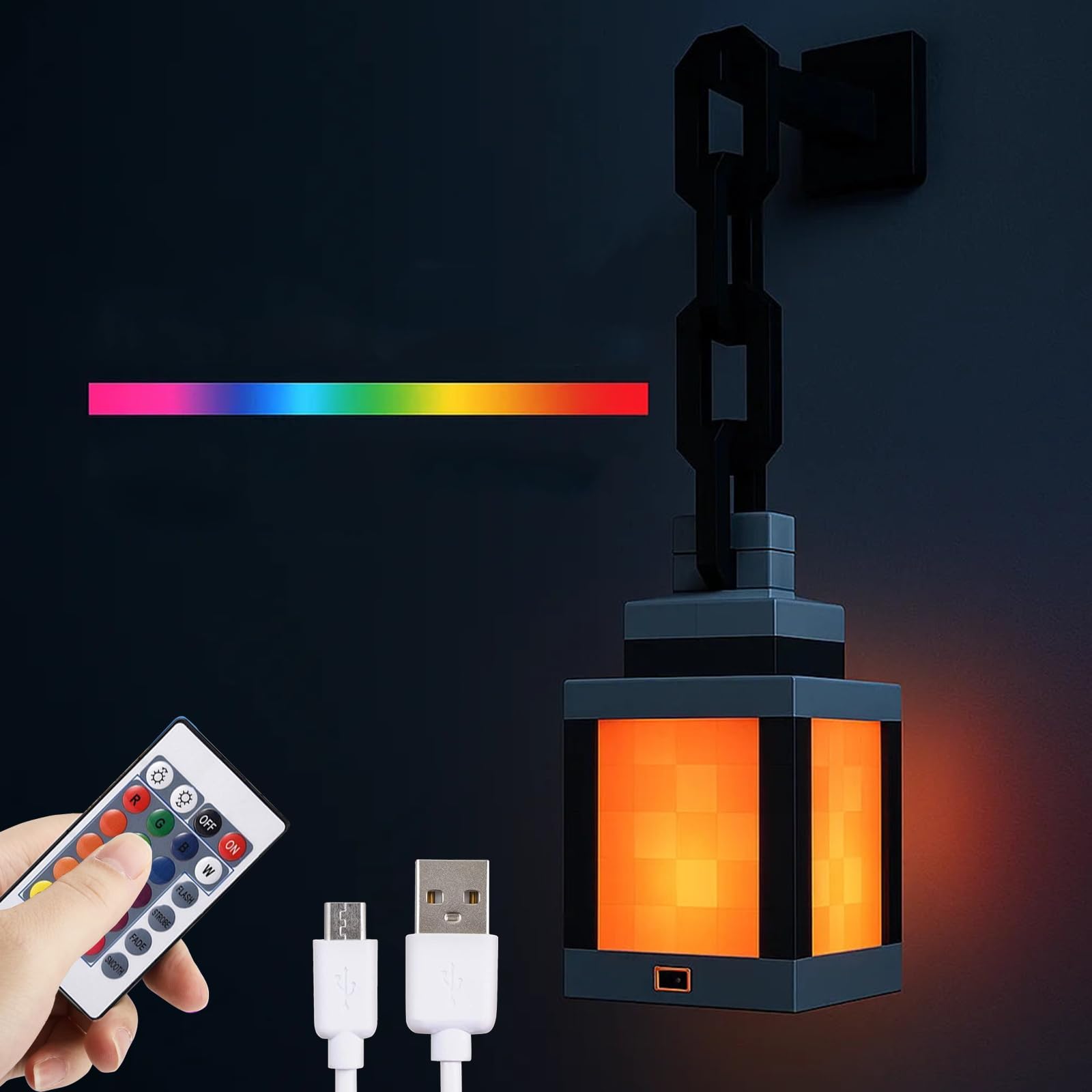 Pixelated Lantern Rechargeable 16-Color LED Night Light