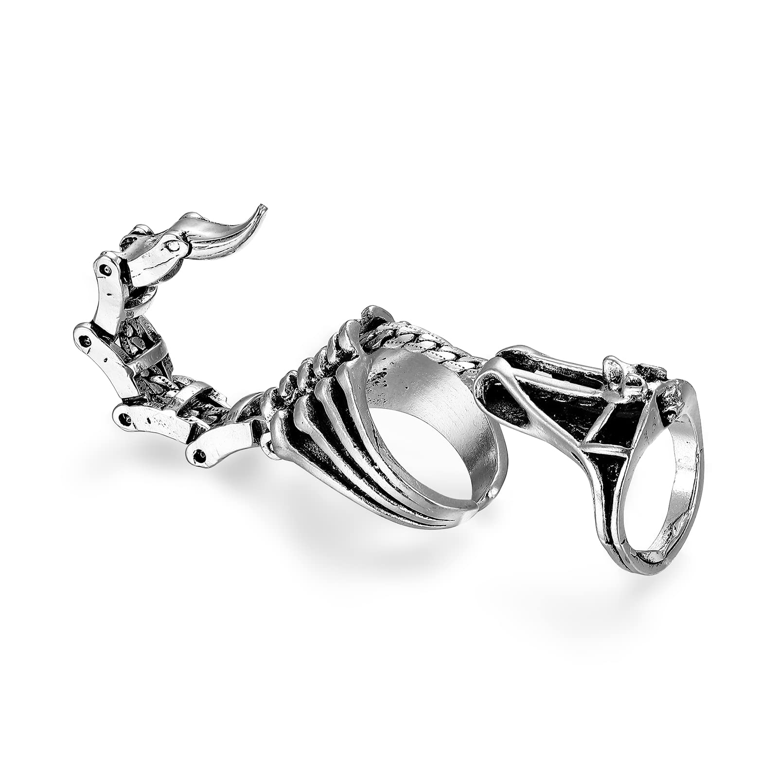 Q&D&S Silver Scorpion Ring Gothic Punk Hinged Design
